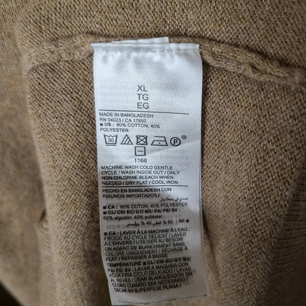 Old Navy Sweater Mens‎ XL Tan Crew Neck Long Sleeve Cotton Blend Knit Pullover